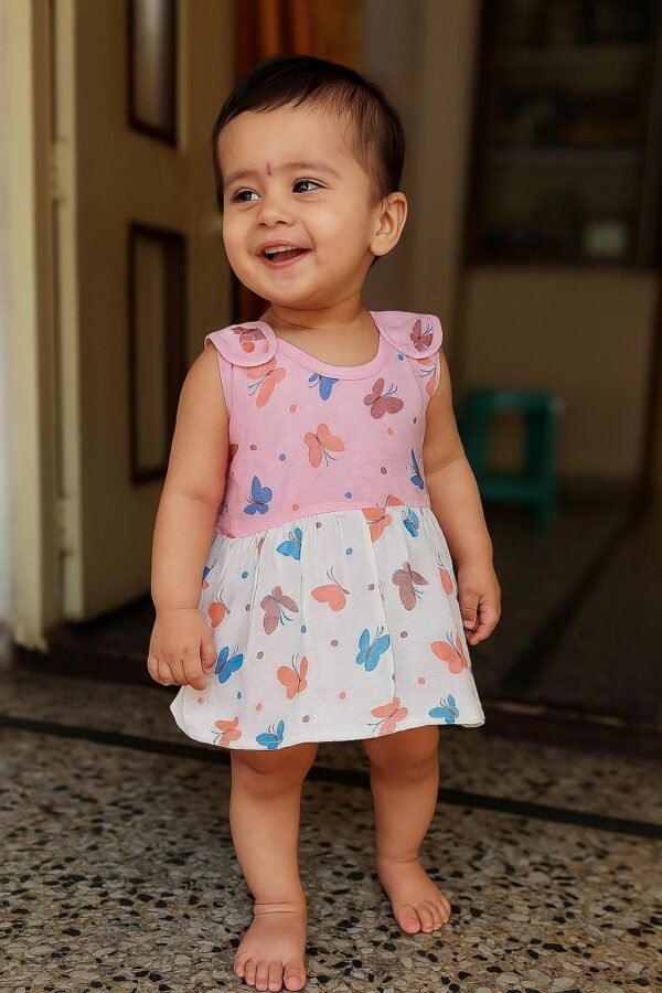 Baby Girl Cotton Shoulder-Button Frock with Colourful Prints (0-6m) (Pack of 3)