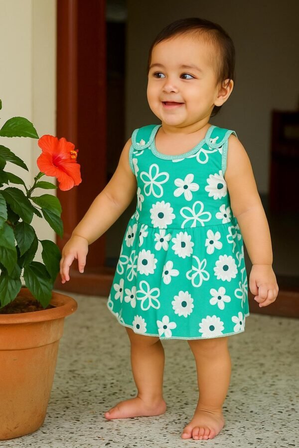 Baby Girl Cotton Shoulder-Button Frock with Full Floral Print (0-6m) (Pack of 3)