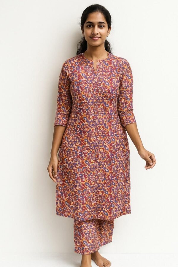 Women’s Cotton Floral Co-ord Set  (RED)