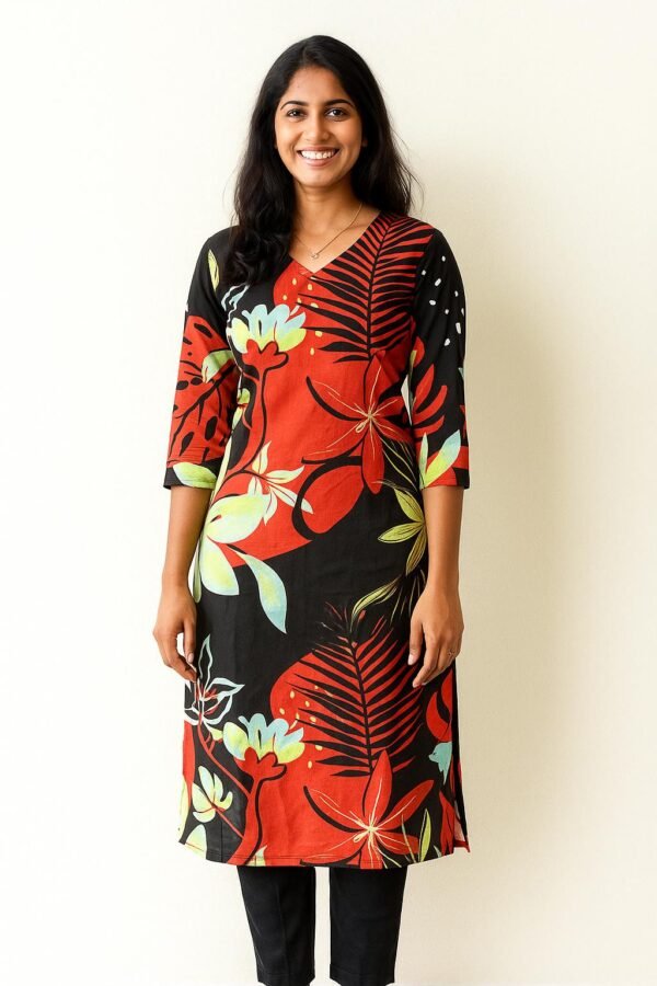 Women Cotton Printed Top (MAROON)
